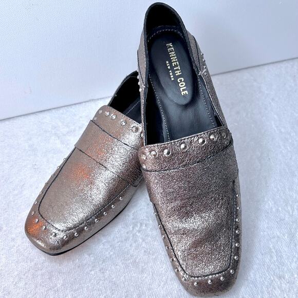 Kenneth Cole Silver Studded Flats - Picture 1 of 9